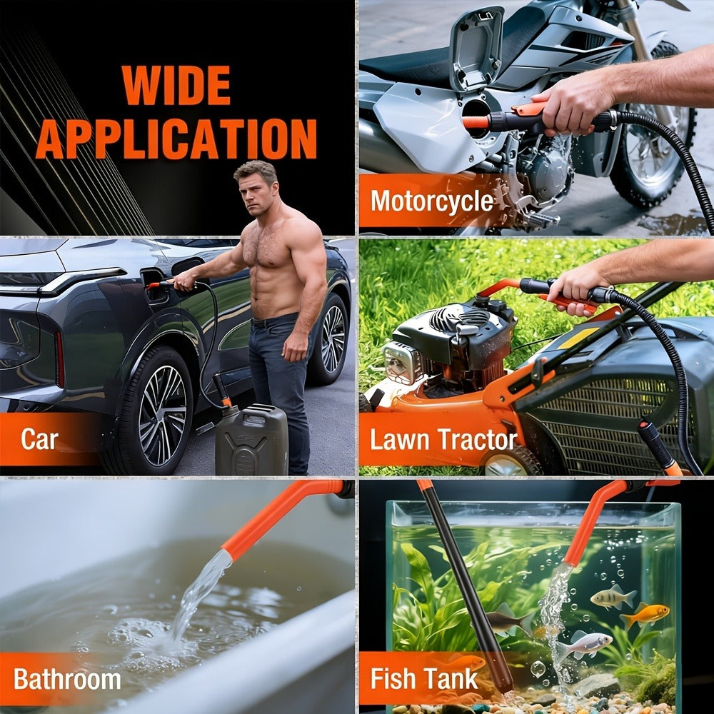 Battery Powered Fuel Transfer Pump 2.4 GPM Portable Gas Transfer Pump with Flow Control Nozzle for Gasoline Oil Diesel 1.3" Straw Corrosion