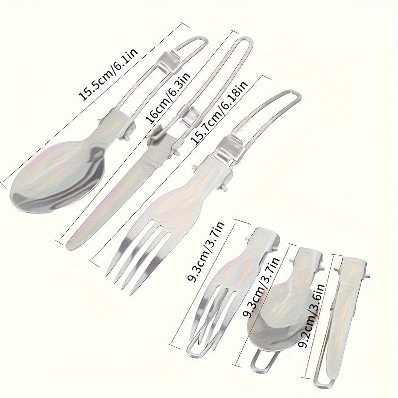 Stainless Steel Camping Cookware Set Portable Outdoor Cooking Pot with Foldable Storage Knives Forks Lightweight Compact for Backpacking