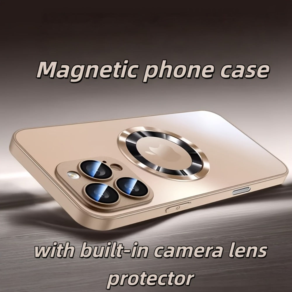 Phone Case Frosted Tempered Glass and TPU Cover with Integrated Lens Film for Select iPhones