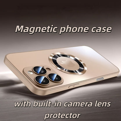 Phone Case Frosted Tempered Glass and TPU Cover with Integrated Lens Film for Select iPhones