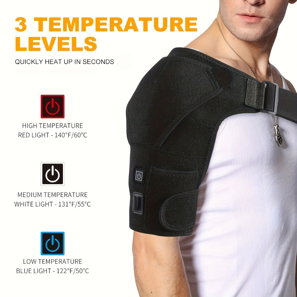 USB Heated Shoulder Pad with 3-Speed Temperature Control, Electric Heating Wrap for Shoulder & Neck Pain