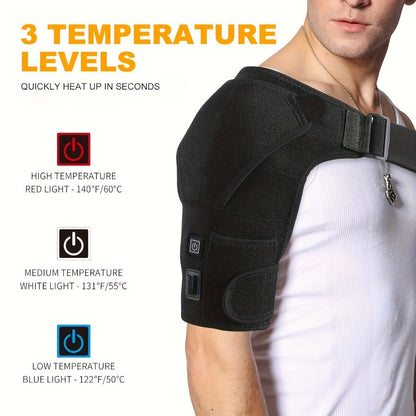 USB Heated Shoulder Pad with 3-Speed Temperature Control, Electric Heating Wrap for Shoulder & Neck Pain