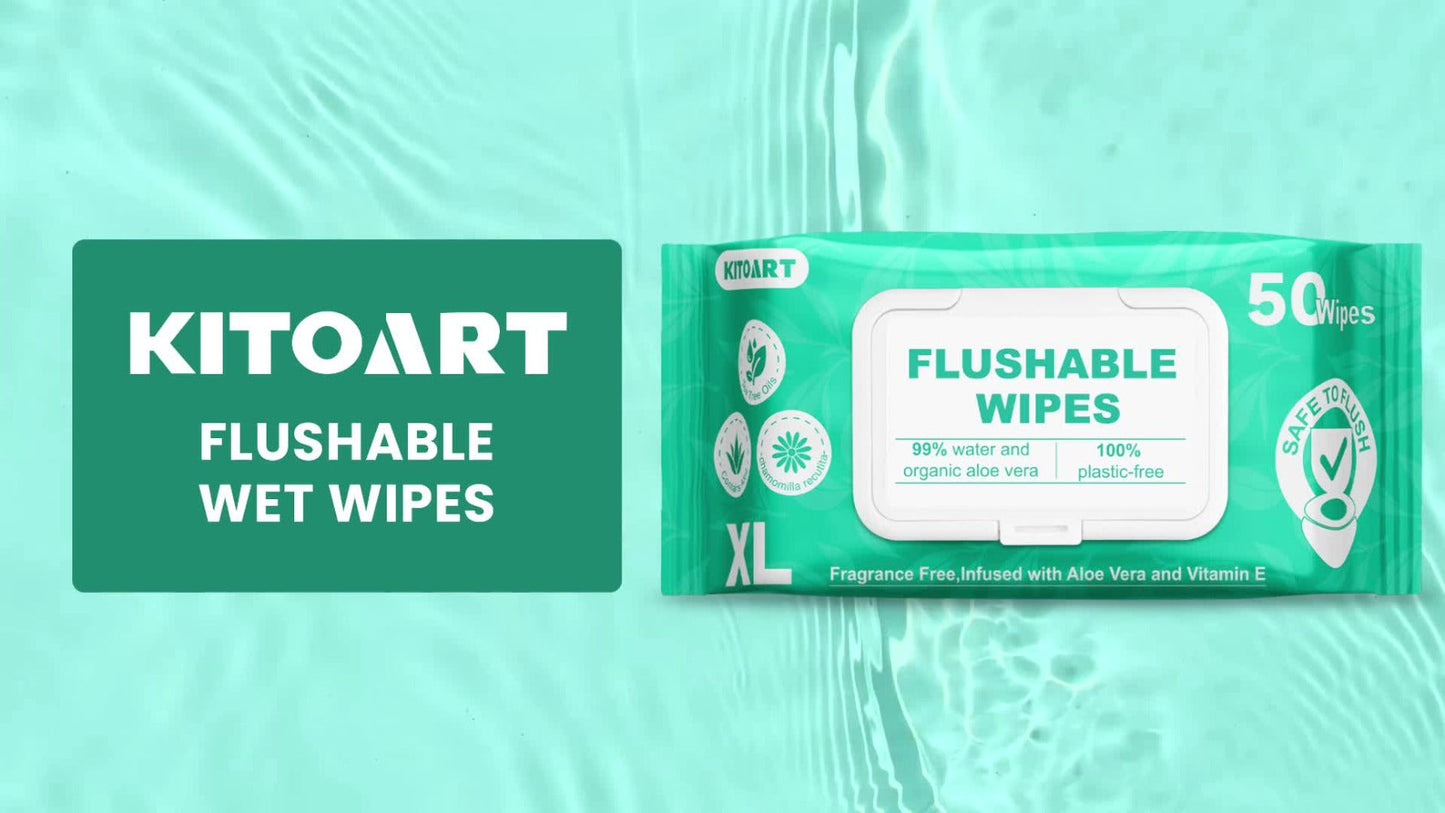 Flushable Wet Wipes Adult XL Unscented No Alcohol Septic Safe Toilet Wipes Portable Family Size for Bathroom Outdoor Camping Travel Hygiene