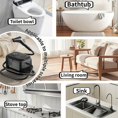 Carpet Steam Cleaner Handheld with LCD Display 1200ml Tank Gear Switch High Temperature for Kitchen Sofa Floor Tile Grout Home
