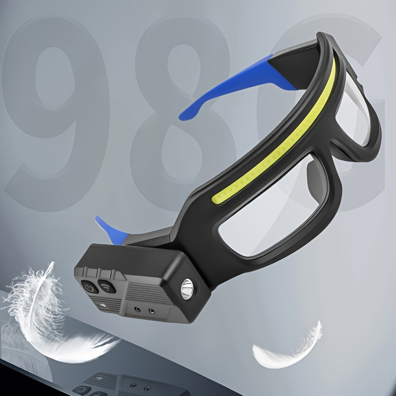 LED Headlamp Glasses Light – USB Rechargeable Head Torch with Rotatable Beam, Adjustable Brightness & Strobe Mode for Night Running