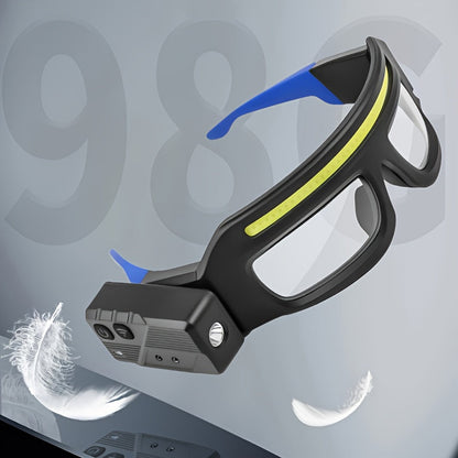 LED Headlamp Glasses Light – USB Rechargeable Head Torch with Rotatable Beam, Adjustable Brightness & Strobe Mode for Night Running