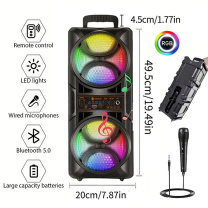 8000W Portable Karaoke Speaker with Subwoofer & Microphone, High-Power Wireless Bluetooth Audio System