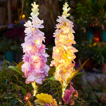 Solar Garden Lights 2-Pack Delphinium Flower Stakes, 27 Inch, 36 LEDs and 600mAh Battery Set
