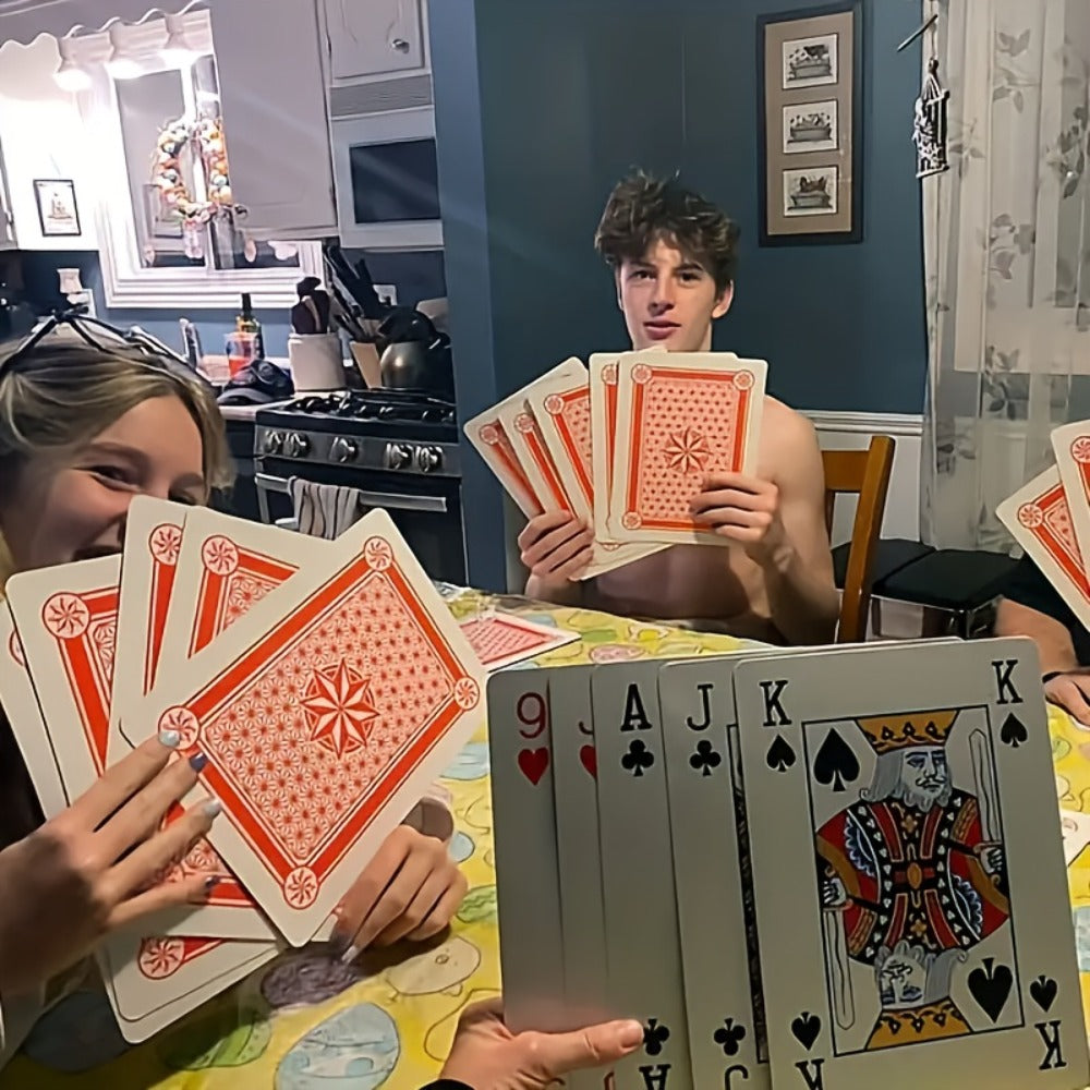 Giant Playing Cards 4x 6x Jumbo Size Poker Cards – Extra Large Card Game Set for Outdoor Party Backyard Fun Family Game Night Kids Adults