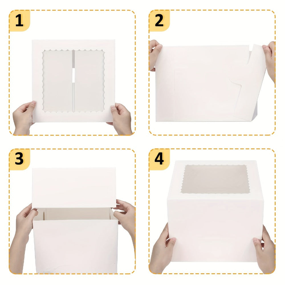 Tall Cake Boxes with Boards 10pcs – Multi-Layer Bakery Gift Box Set 10x10x8in for Birthday Wedding Party