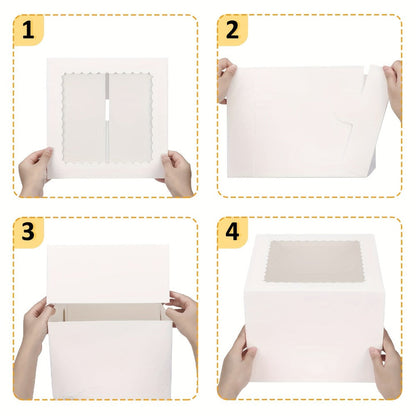 Tall Cake Boxes with Boards 10pcs – Multi-Layer Bakery Gift Box Set 10x10x8in for Birthday Wedding Party