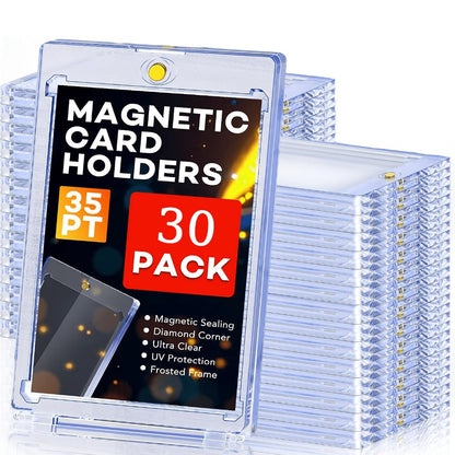 Magnetic Card Holders 35pt One-Touch Hard Case for Trading Cards – Sports Baseball Pokemon TCG Card Protector Sleeves Bulk Pack 5 30 60pcs