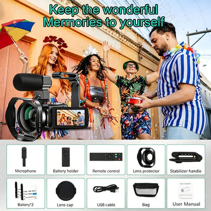 5K Vlogging Camera Camcorder 64MP WiFi for YouTube with IR Night Vision 18X Zoom 3 Inch Touch for an Everyday Personal Care Routine