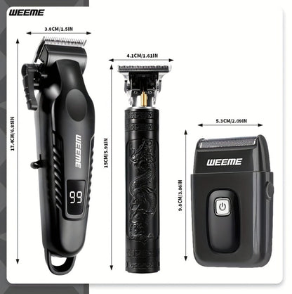 Men's Professional Grooming Kit – Cordless Rotary Shaver & T-Blade Trimmer, Type-C Charging, 6 Adjustable Combs