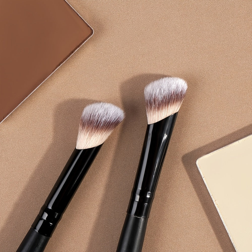 Makeup Brush Set, 4-Piece Double-Ended Travel Collection with Eight Brush Heads in Black-Beige or Black-Gold