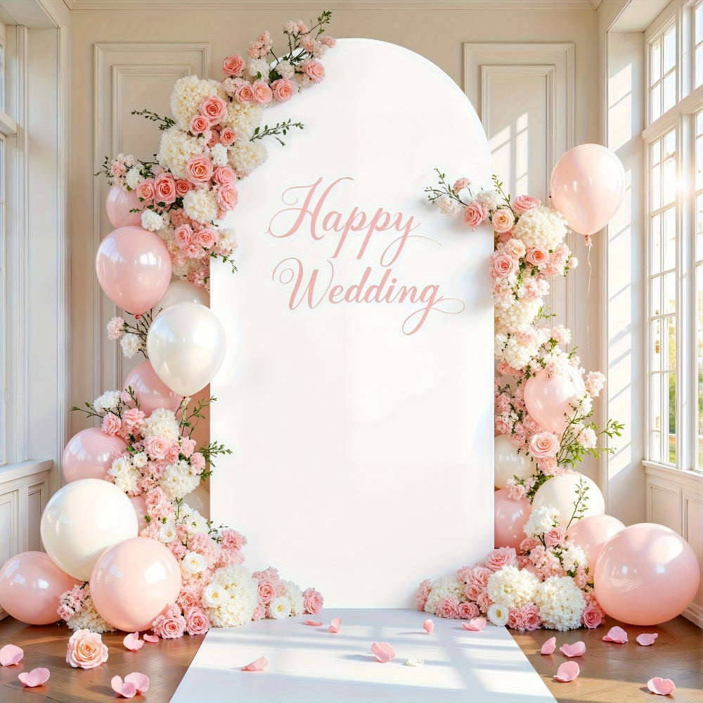 Wedding Arch Cover 6ft Polyester Fitted Round Top Backdrop Cover, Wrinkle-Free Machine Washable, for Wedding Ceremony Birthday Party Gender