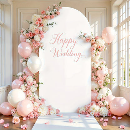 Wedding Arch Cover 6ft Polyester Fitted Round Top Backdrop Cover, Wrinkle-Free Machine Washable, for Wedding Ceremony Birthday Party Gender