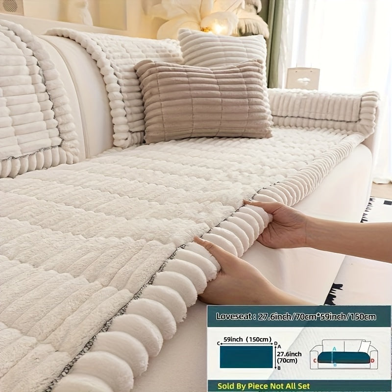 Sofa Cushion Cover Plush Velvet Washable Seat Pad Wavy Edge Soft Kapok Filling for Couch Loveseat 1 2 3 4 Seater