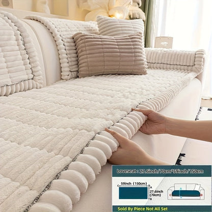 Sofa Cushion Cover Plush Velvet Washable Seat Pad Wavy Edge Soft Kapok Filling for Couch Loveseat 1 2 3 4 Seater