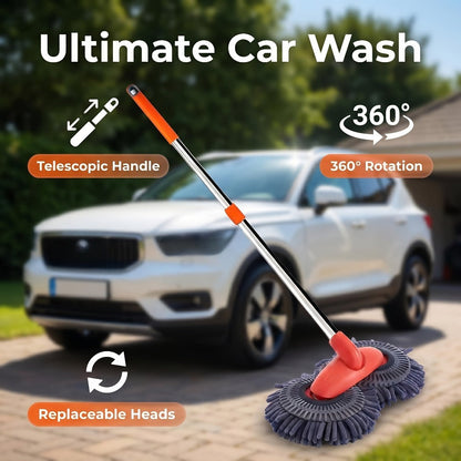 Car Wash Mop with Three-Stage Extension Handle, Rotating Microfiber Head and Replacement Head Option