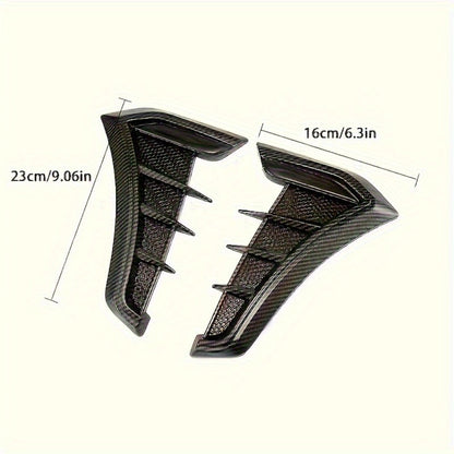 Decorative Shark-Gill Fender Vent Pair with Matte Black Finish, Adhesive Backing and 16 × 23 cm Size