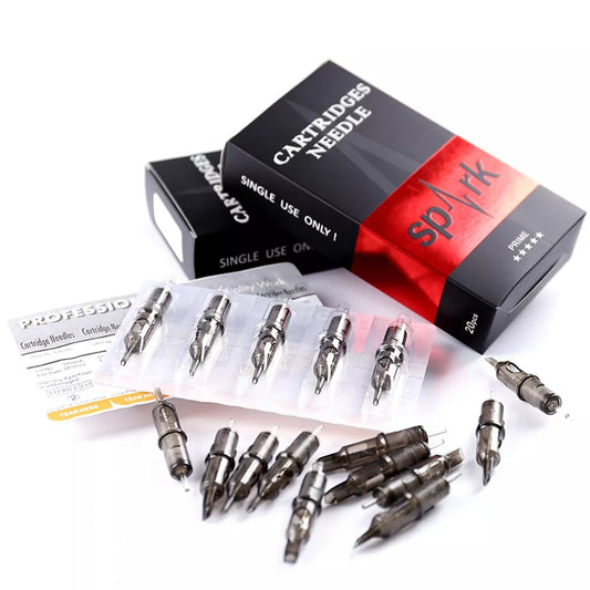 Tattoo Cartridge Needles with SPARK Label, 20-Piece Box and 24 Retained RL RS CM M1 Model Choices