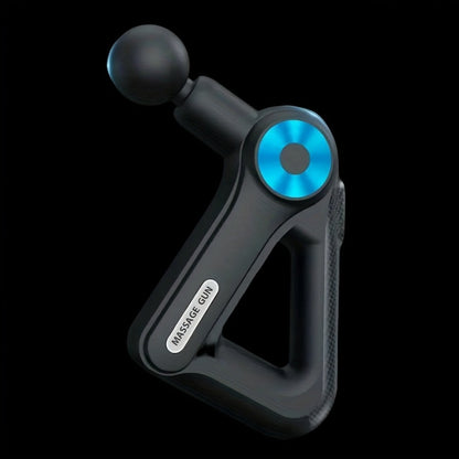 Triangular-Grip Massage Gun with Nine Attachments, Nine Gear Positions and Blue-Black or Gold-Black Finish