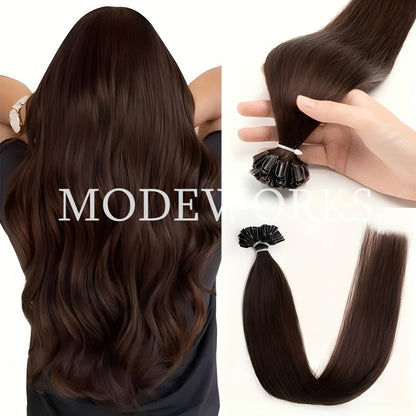 Remy Human Hair U Tip Keratin Extensions Straight Seamless Invisible Nail Tip Bond 50 Strands 12 14 16 18 20 Inch Natural Black Jet Black