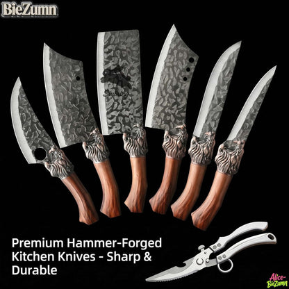 Kitchen Knife Set 7-Piece Stainless Steel Professional Chef Knives with Boning Slicing Carving Peeler Butcher Knife & Scissors