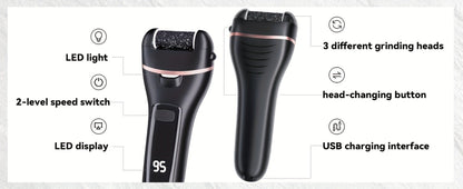 Electric Foot File 14-in-1 Rechargeable Pedicure Kit 3 Roller Heads Dead Skin Callus Remover Portable Foot Scrubber Professional Foot Care
