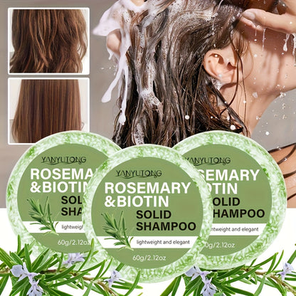 Rosemary Biotin Solid Shampoo Bar 3 Pack – Plant-Based Nourishing Mild Non-Irritating Formula for Sleek Smooth Hair, Scalp Care