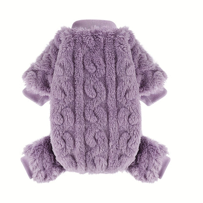 Dog Fleece Jumpsuit 4-Leg Onesie Sweater for Small Dogs & Cats 1-15lbs, Warm Pullover Pet Clothes Fall Winter Pajamas for Chihuahua Yorkie