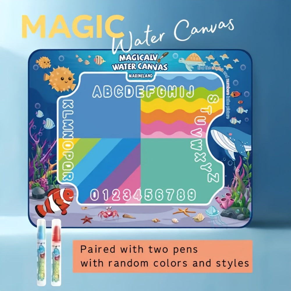 Water Canvas Drawing Mat for Kids Reusable Mess-Free – Magical Paint with Water Art Toy 80x60cm Ocean Animal Designs Screen-Free Creative