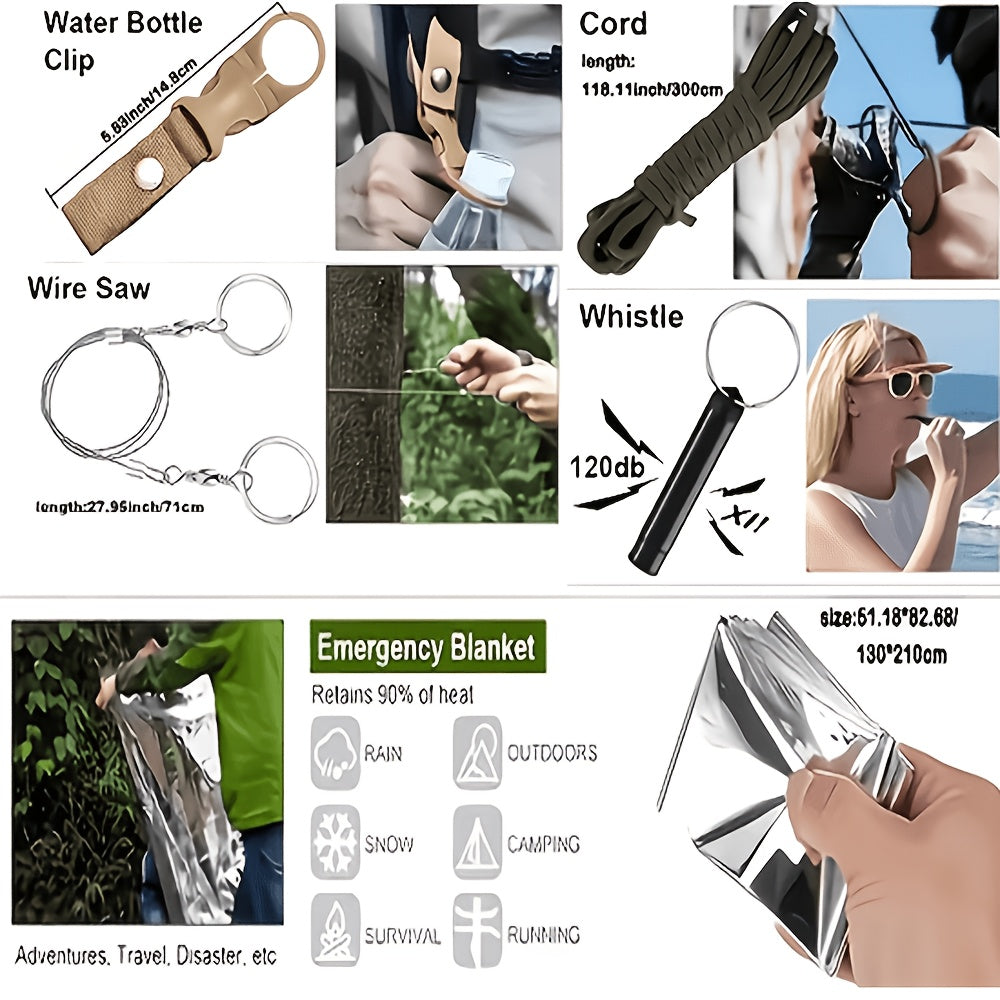 242-Piece Outdoor Tool and First Aid Supply Kit with Four Color-Labeled Zippered Pouch Options
