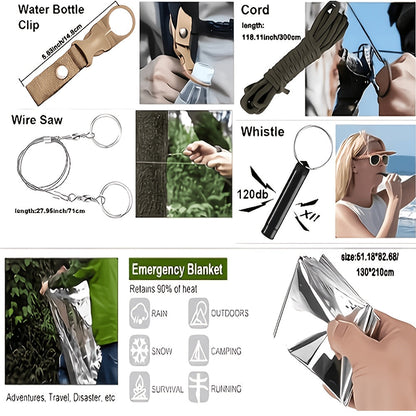 242-Piece Outdoor Tool and First Aid Supply Kit with Four Color-Labeled Zippered Pouch Options