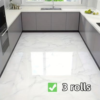 Self-Adhesive Marble Vinyl Floor Wallpaper 3 Rolls 23.62x197.75in – Oil-Proof Anti-Slip, for Entryways, Bedrooms and Living Spaces