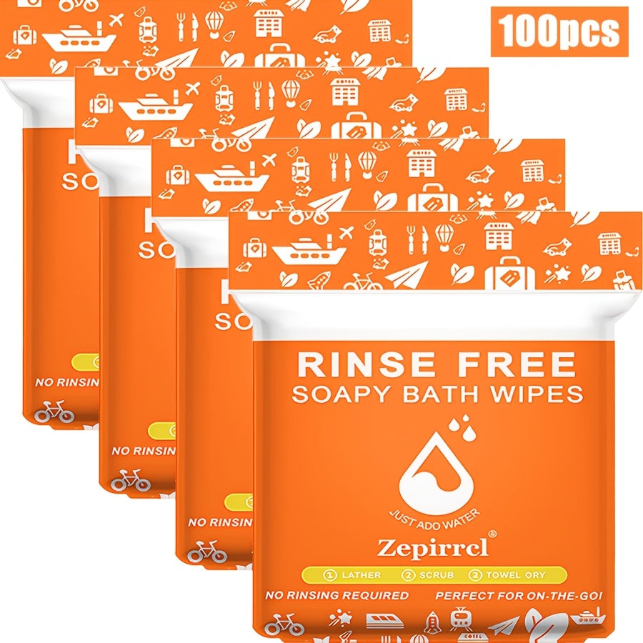 Disposable No-Rinse Soap Towel Sheets for Travel Camping Gym - Portable Foam Bath Towel for Bath Time, Home Spa and Personal Care