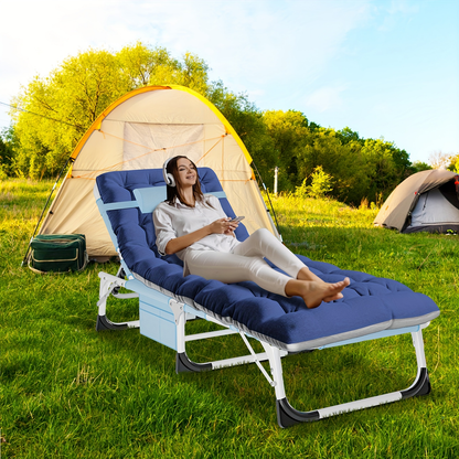 Folding Chaise Lounge Chair for Outdoor Tanning – 5-Position Adjustable Sunbathing Lounger with Face Hole for Pool, Beach & Backyard