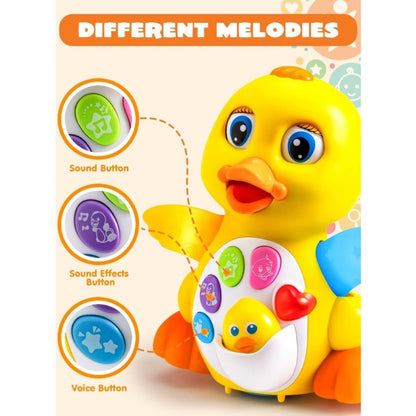 Musical Walking Duck Toy with Five Front Buttons, Flashing Wings and Rotating Wheel Base Pictured