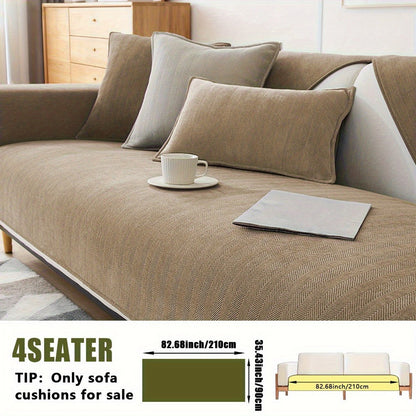 Sofa Cover Ribbed Chenille Stretch Panels for 1 to 4 Seats, Armrests or Cushions with Model-Specific Size and Color Options