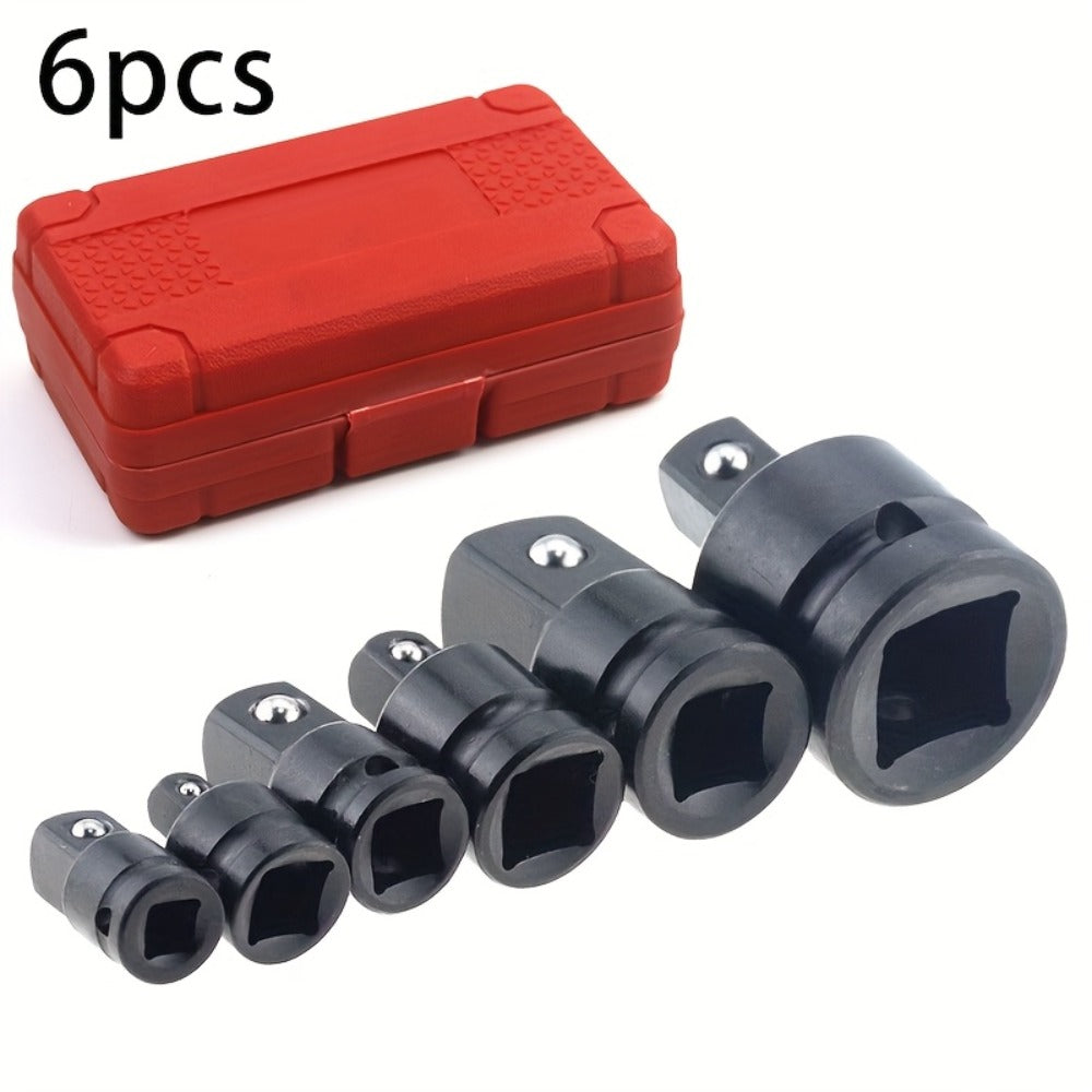 Impact Adapter & Reducer Set 6-Piece – 1/4" 3/8" 1/2" 3/4" Female-to-Male Air Square Drive Conversion Tool | Chrome Molybdenum Steel