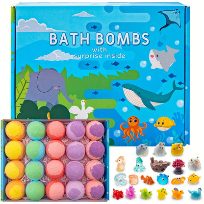 Kids Bath Bombs with Surprise Inside 20 Pack – Fizzy Bath Balls with Hidden Toy for Boys Girls Toddlers