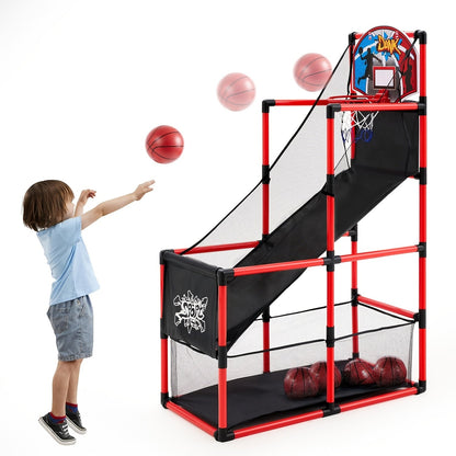 Kids Adjustable Basketball Hoop Set Arcade-Style Stand 4 Balls Air Pump with the Listed Color, Size or Set Options for Everyday Use
