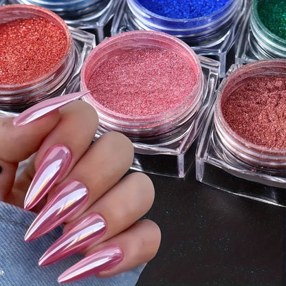 Chrome Holographic Nail Powder Set 36 Colors, Mirror Chrome Glitter Pigment Dust Kit for Gel Nails Acrylic