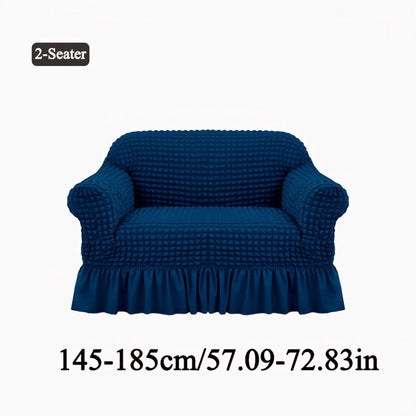 Seersucker Sofa Slipcover Elastic Band Closure Pet-Friendly All-Purpose Sofa Cover for Living Room Home Decor Protection