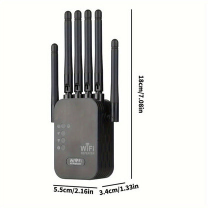 WiFi Extender 1300Mbps Dual Band AP & Relay Mode - 4 Powerful Antennas Full House Coverage, Ethernet Port