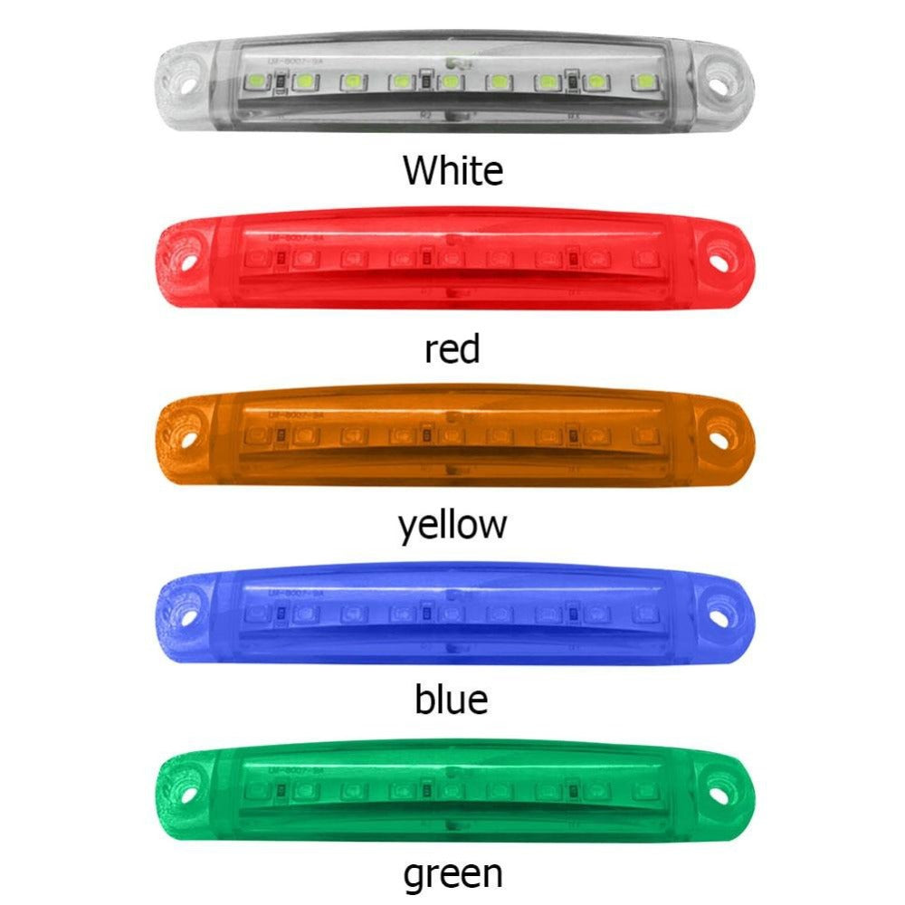 LED Side Marker Lights 20pcs, 12V 9-LED Clearance Indicator Lamp Bar for Truck Car Trailer, Waterproof Side Marker Light Kit in White Red