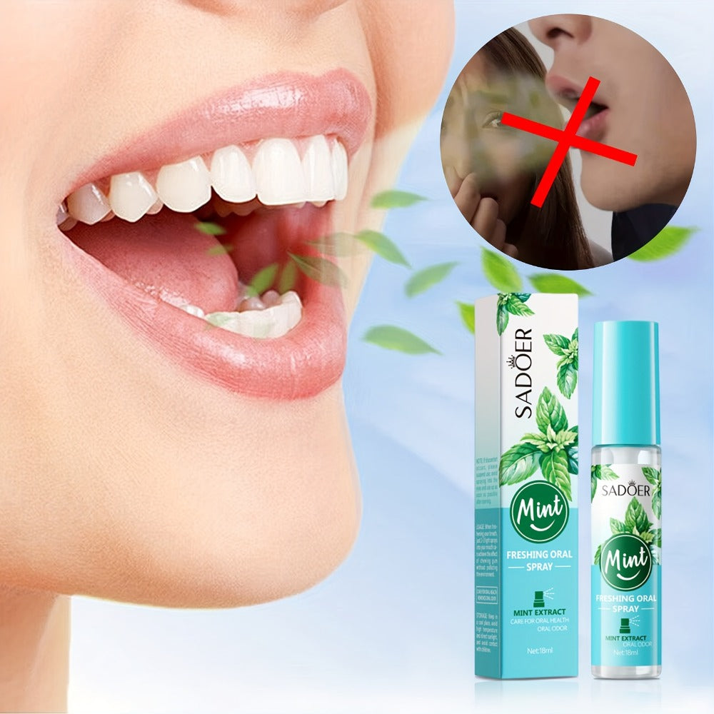 Mint Breath Spray with Tea Tree Essence Portable Oral Freshener, Compact Pocket-Size Mouth Spray