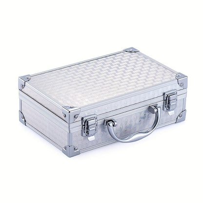 Makeup Kit 56-Piece Handled Mirror Case with Mixed Face, Eye and Lip Cosmetics in Silvery or Rose Color