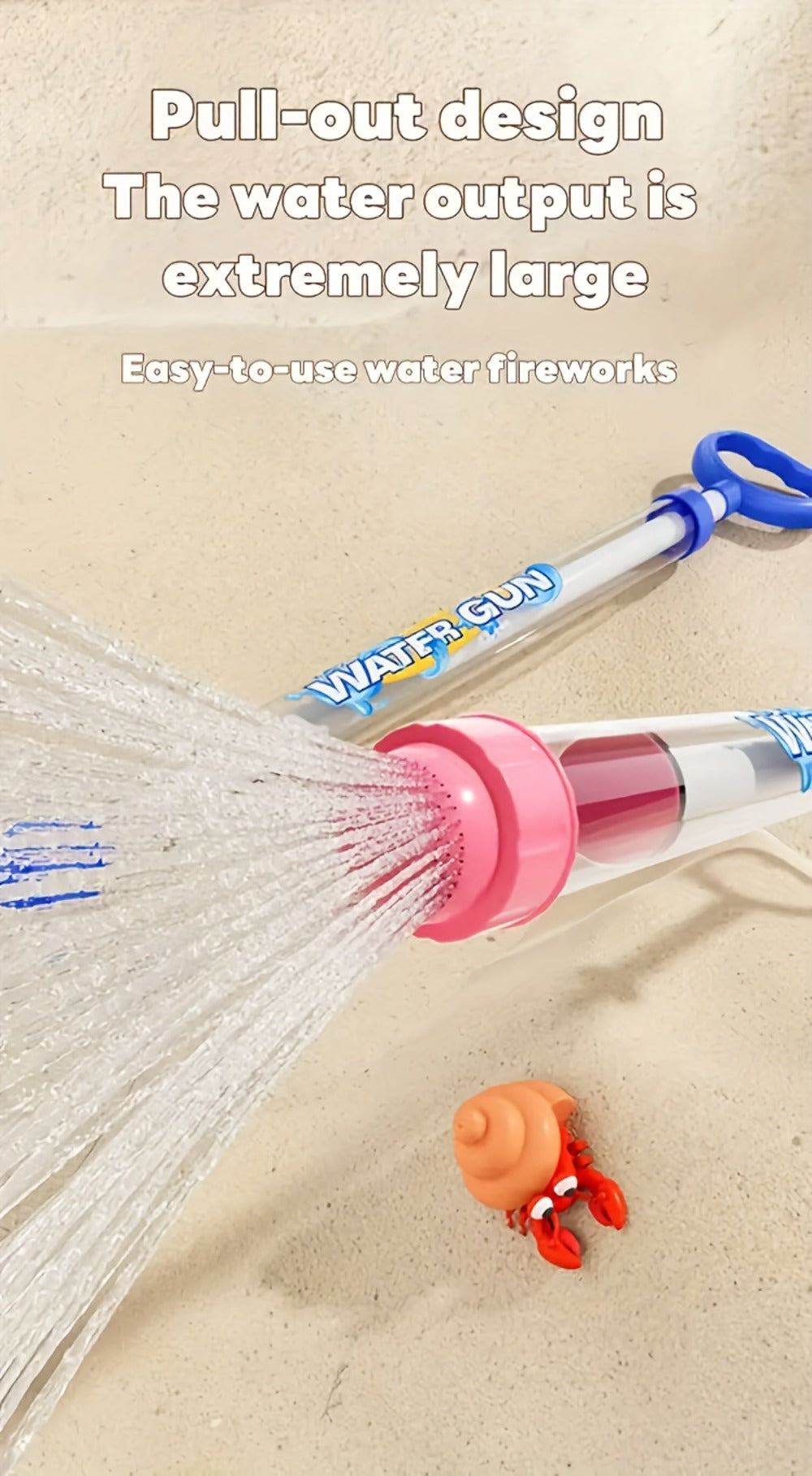 Firework-Shape Manual Water Blaster Set with Three or Six Pull-Push Wands in Blue, Purple and Pink